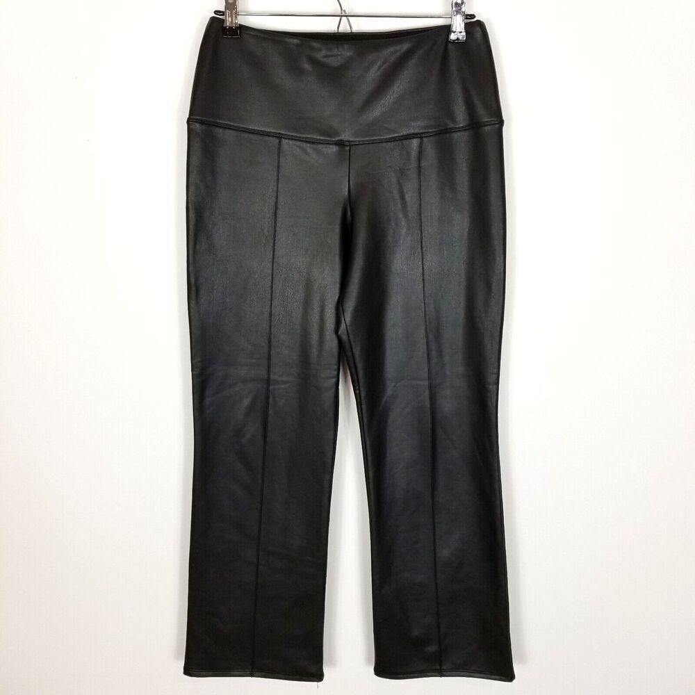 Joie Women Faux Leather Straight Leg Pants size M Black Pull On Party